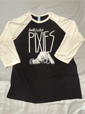 Pixies- Death to the Pixies Raglan T-Shirt Black White Men's L
